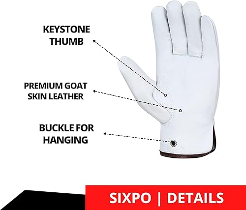 Miniatura 3 de Guantes de trabajo de cuero, paquete de 12 pares de guantes de trabajo de jardinería para hombres y mujeres, guantes de trabajo de piel de cabra