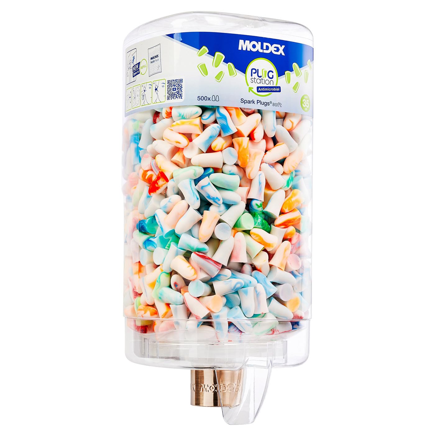 7850 02 Spark Plugs Antimicrobial Station Dispenser 500 Pairs SNR 35 dB