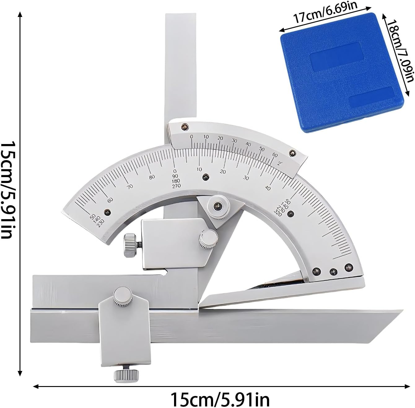 Metal Vernier Bevel Protractor 0-320° Angles Measure Rulers Measurement Instrument for Woodworking/Construction