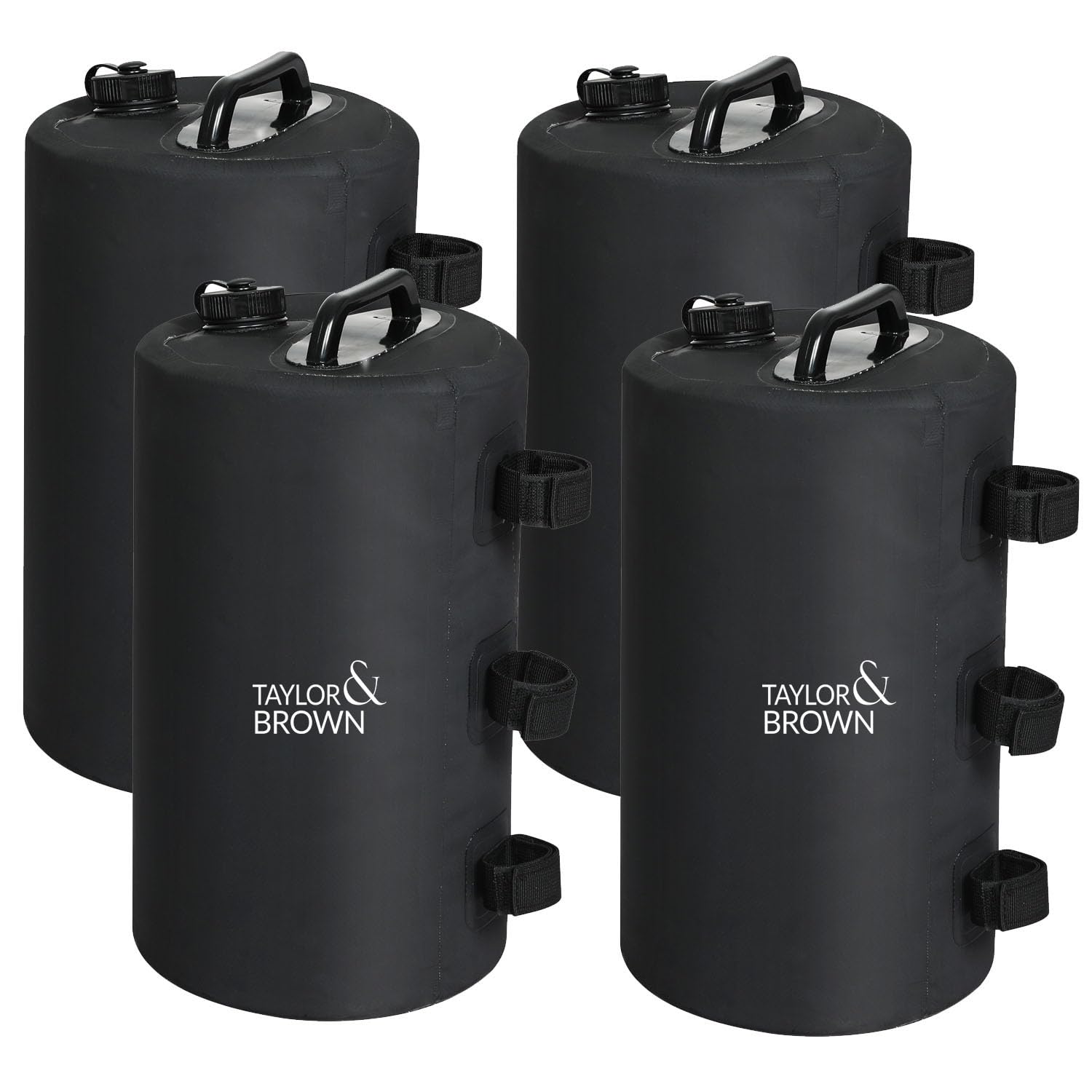 Taylor & Brown 4 Pack Canopy Gazebo Water Weights Bag, 4 Leg Weights, Portable 10L Water Bag Windproof for Outdoor Pop Up Tent, Canopies, Gazebo, Shelter, Set of 4 (Black)