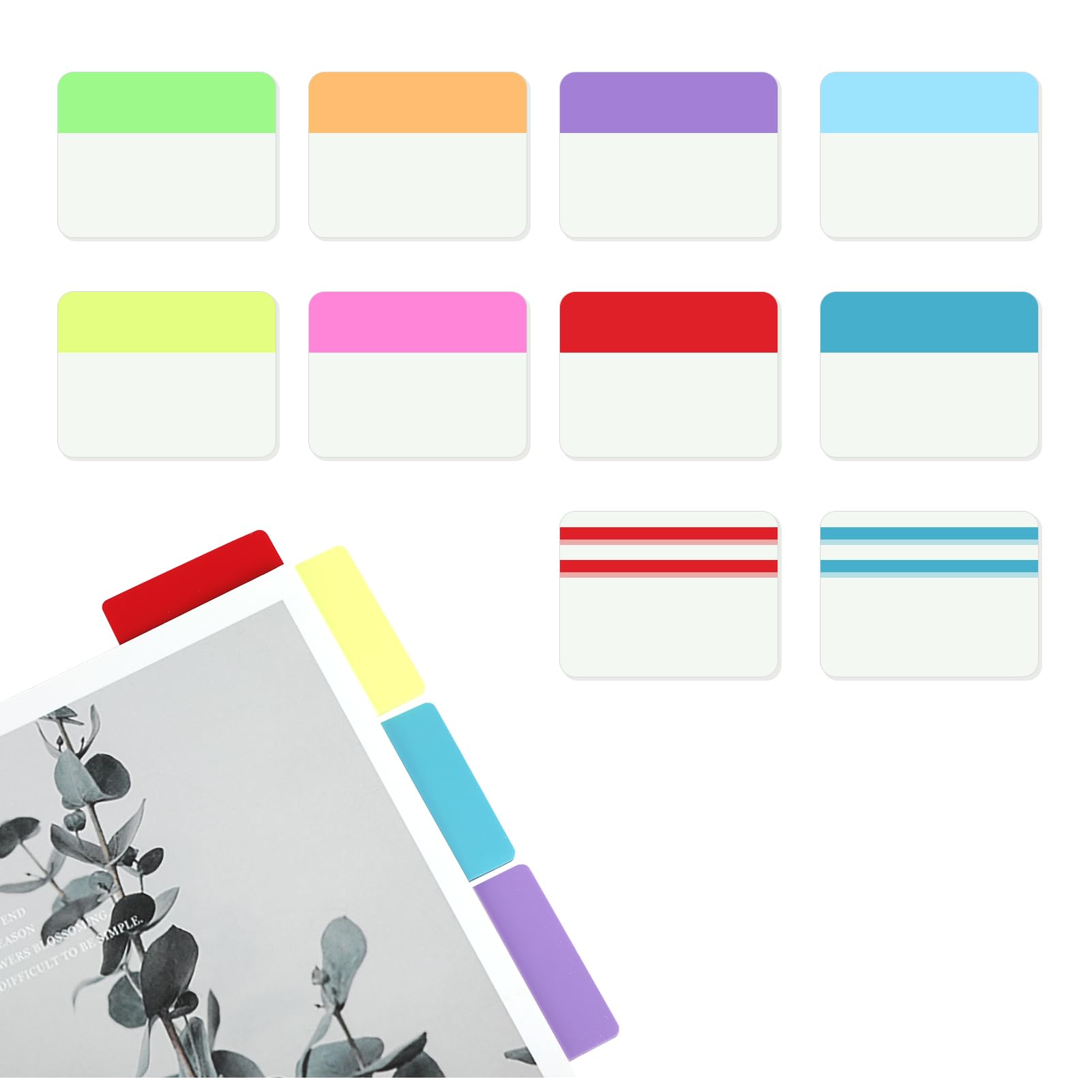 Lotbun 400 Unidades de Notas Adhesivas de Pegatinas 5,1 x 4,1 cm, 20 Juegos de 10 Colores para Páginas o Indicadores de Libros para Leer Documentos de Clasificación de Notas