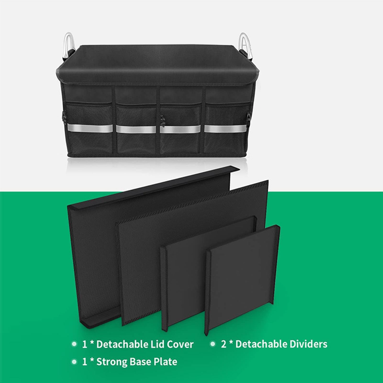 AAKOMA Organizer per Bagagliaio con Scomparto - Organizer Impermeabile in Tessuto Oxford per Bagagliaio dell'auto - Accessori per l'organizzazione dell'auto per Fuoristrada, Camion, Minivan, Auto