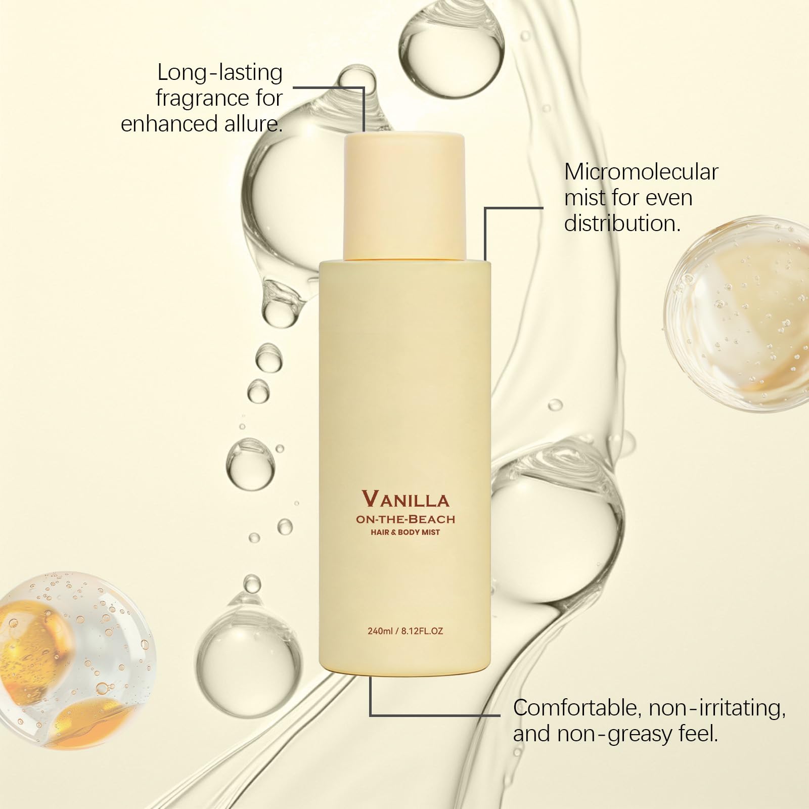 Vanilla Beach Haar- und Körperspray, Warmer Vanille-Kokos-Duft, Langanhaltender, frischer Duft, Leicht & Nicht klebrig für Haut & Haar, Vanilleparfüm für Damen und Herren (6PCS)