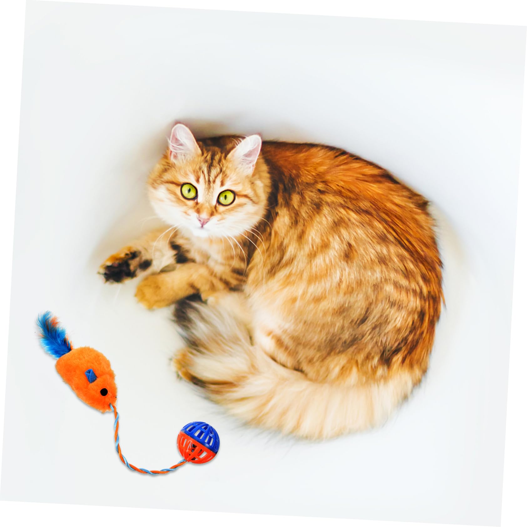SUPVOX Jouet Souris Chat Interactif avec Clochette Intégrée en Plastique Orange, Balle à Mâcher Résistante, Jouet D'entraînement pour Chaton D'intérieur, Stimulation Mentale et Activité