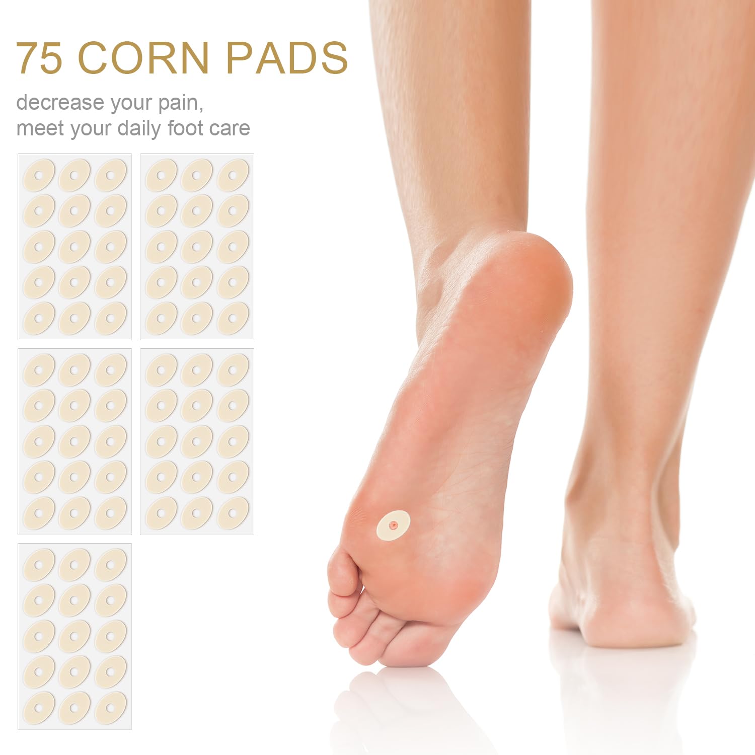 75uds Almohadillas para Callos, Cojines Callos para pies Esponja de Látex Protector de Callos Autoadhesivas Corn Pad para Hombres y Mujeres Dedos de Los Pies (Ovalado Pequeño)