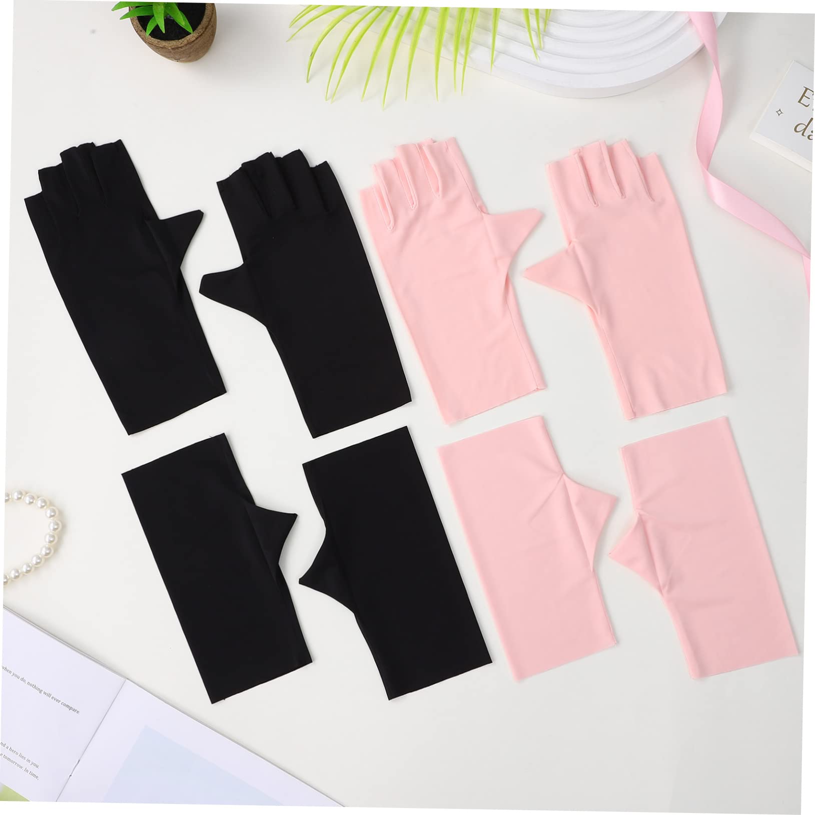 Healvian 12pares Guantes Uv Para Manicura De Gel De Guantes Sin Dedos Diseño Transpirable y Elástico Protección Uv Para Mujeres y Niñas
