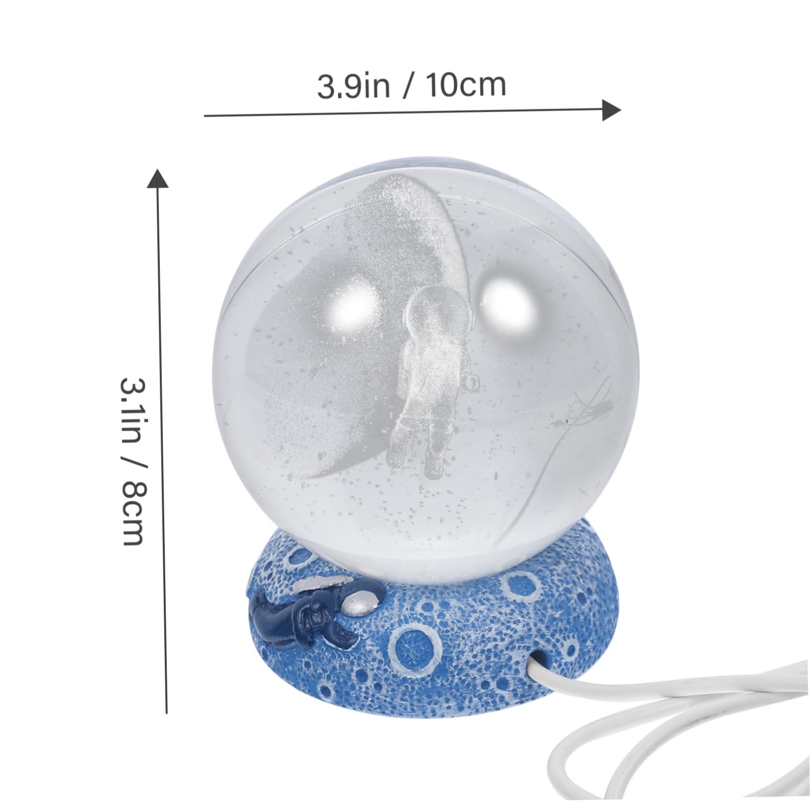 KONTONTY Crystal Ball Night Lamp Powered LED Home Decor Engraved Sphere with Base for Bedroom and Unique