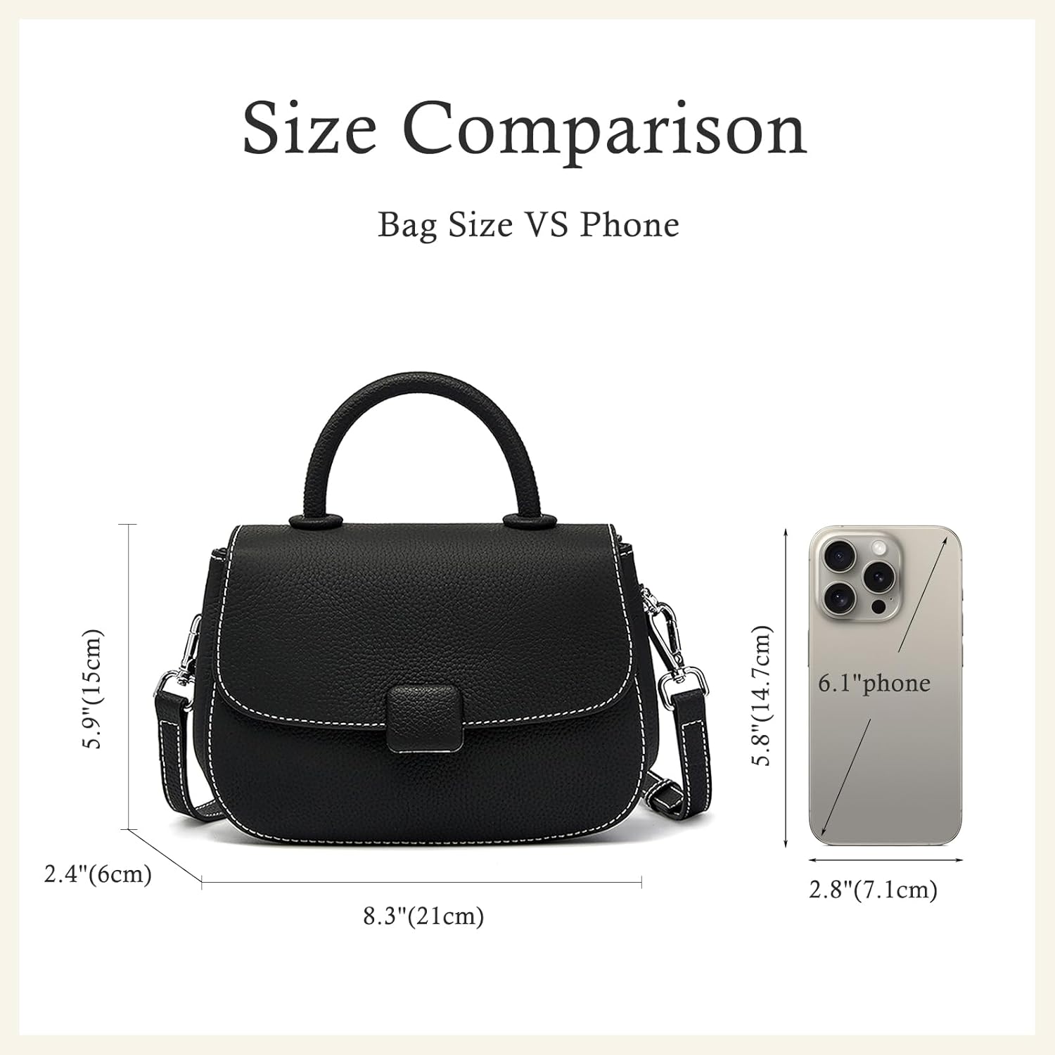 Genuine Leather Shoulder Bag, Mini Top Handle Handbag, Crossbody Bag for Women, Small Satchel Pouch - Image 7