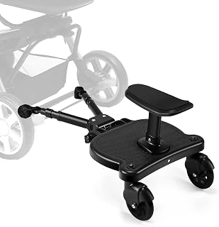 Universal Stroller Board with Detachable Seat,Stroller Board,Buggy Board Suitable for Most Brands of Strollers, Holds Children Up to 55lbs (Black)