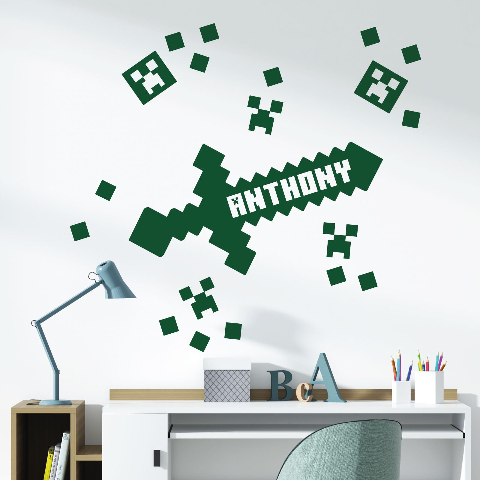 Gaming Mine Inspired Personalised Name - Gamers Bedroom Wall Sticker [XLarge] [Forest]