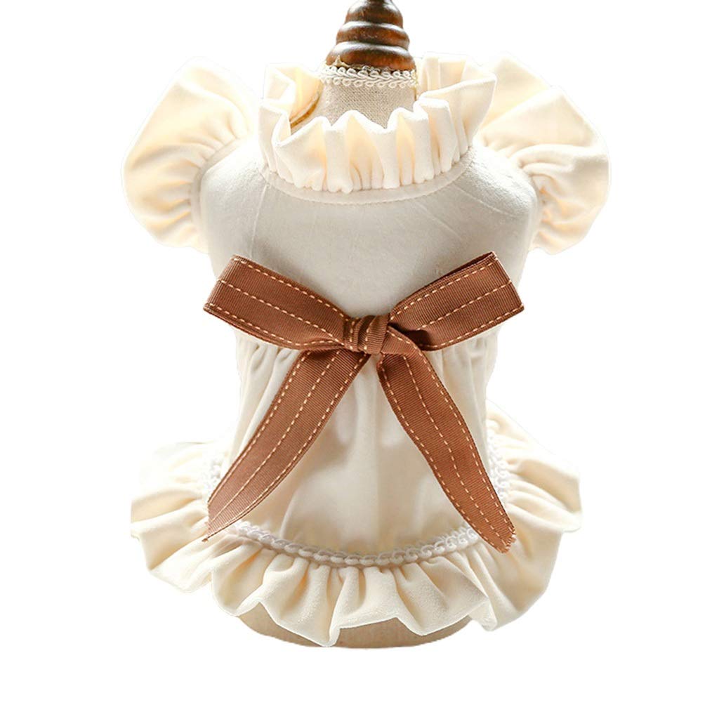 Robe de princesse beige pour chien contre le stress des habits M