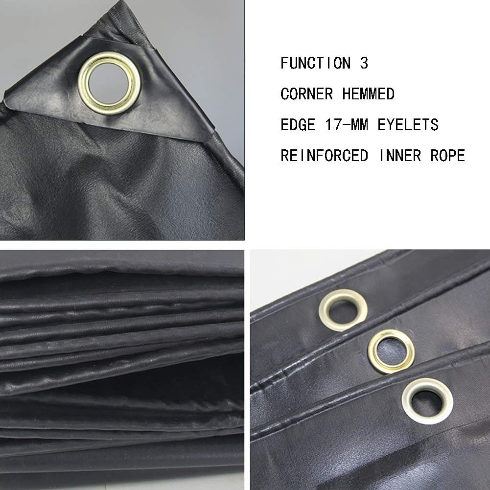 Tarpaulin Polyester Waterproof Sunscreen Cover Camping with Eyelets Outdoor Multiple Sizes (Color : Black, Size : 1.9x1.9m)