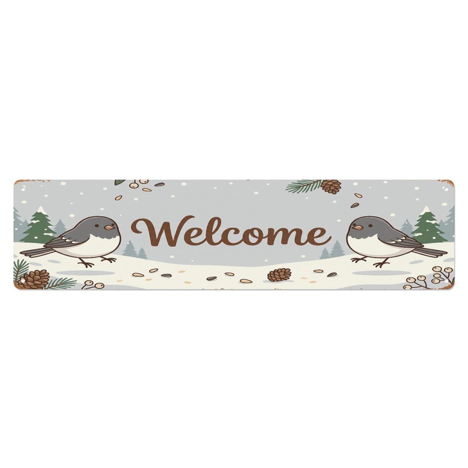 Cxhjca 4X16inch(10X40cm) Vintage Welcome Junco Winter Metal Tin Sign