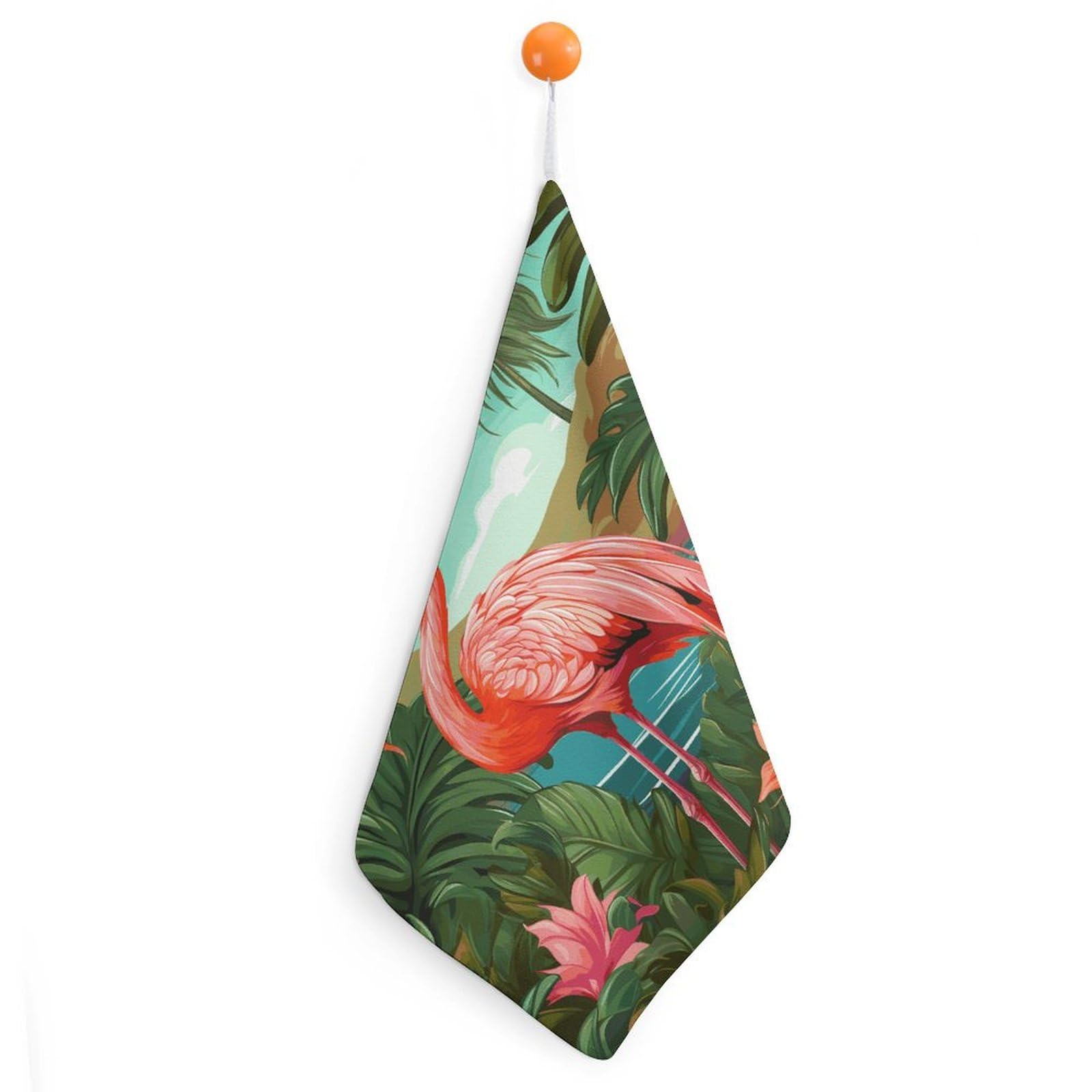 LDGSUPH Tropical Flamingo Hand Towels Fashion Hand Face Towel with Hanging Strap Absorbent Soft Decorative Towel Fade Resistant Cozy Face Cloths for Kitchen Gym Bathroom Towels 1PCS