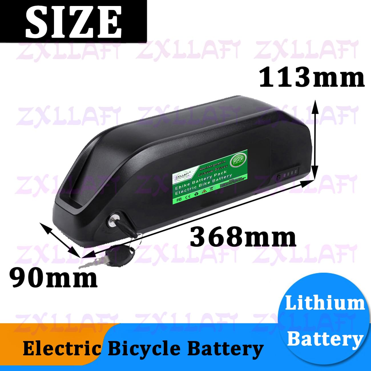 Lithiumbatterie 36V E-Bike-Akku 48V Ersatzbatterien 52V Elektrofahrradbatterien mit BMS, Ladegerät, Diebstahlsicherung, Betriebsanzeige und 5-Pin-Entladesockel