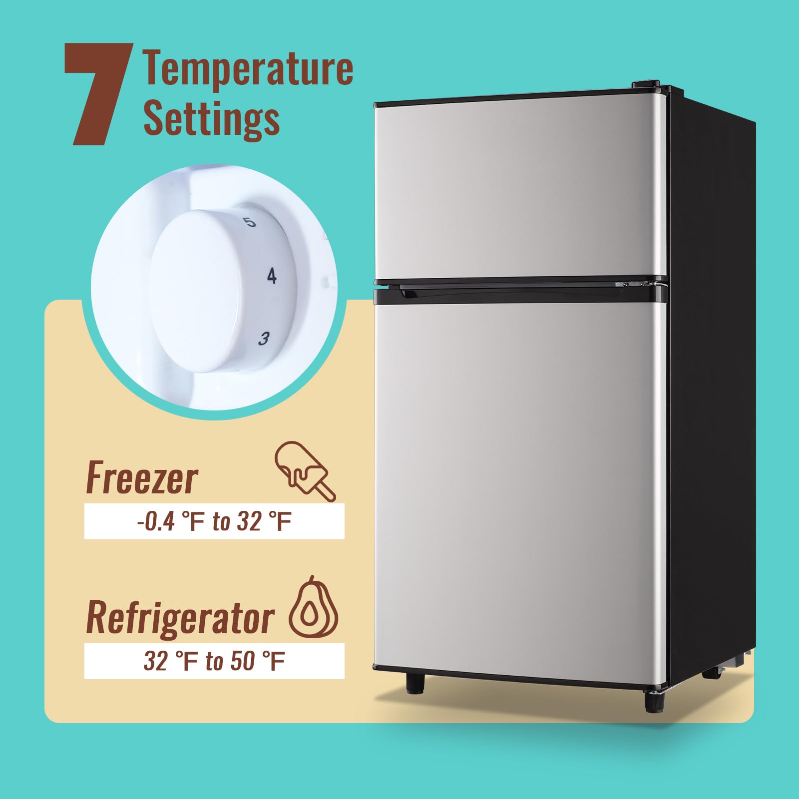WANAI Small Refrigerator with Freezer 3.5 Cu.Ft Mini Fridge with Freezer on Top Double Door Small Fridge for Bedroom Dorm Room College Office Silver on Fridge.com