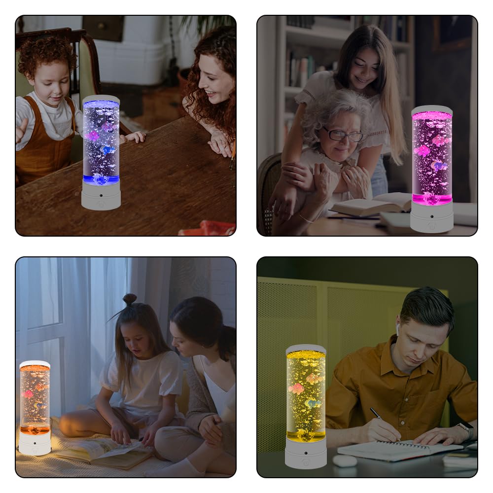 Bubble Fish Lampa LED do akwarium, nastrojowa lampa z pilotem zdalnego sterowania, lampa lawowa z 16 zmieniającymi się kolorami, odpowiednia do biura, domu, prezenty dla dzieci lub audlts