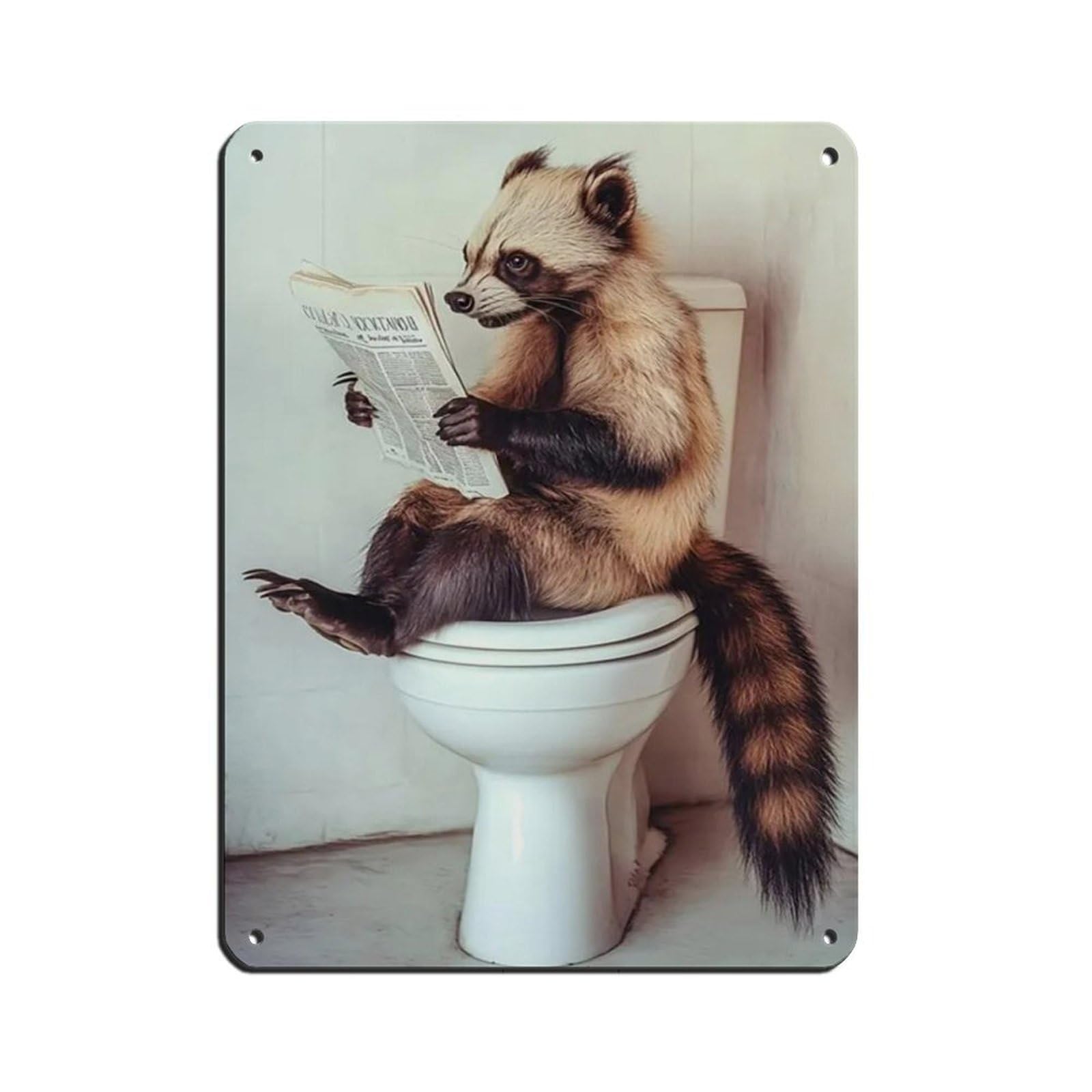 Wolverine Sitting on Toilet Reading Newspaper Tin Sign Vintage Metal Pub Club Cafe Bar Home Wall Art Decoration Poster Retro 12x16inch(30x40cm)