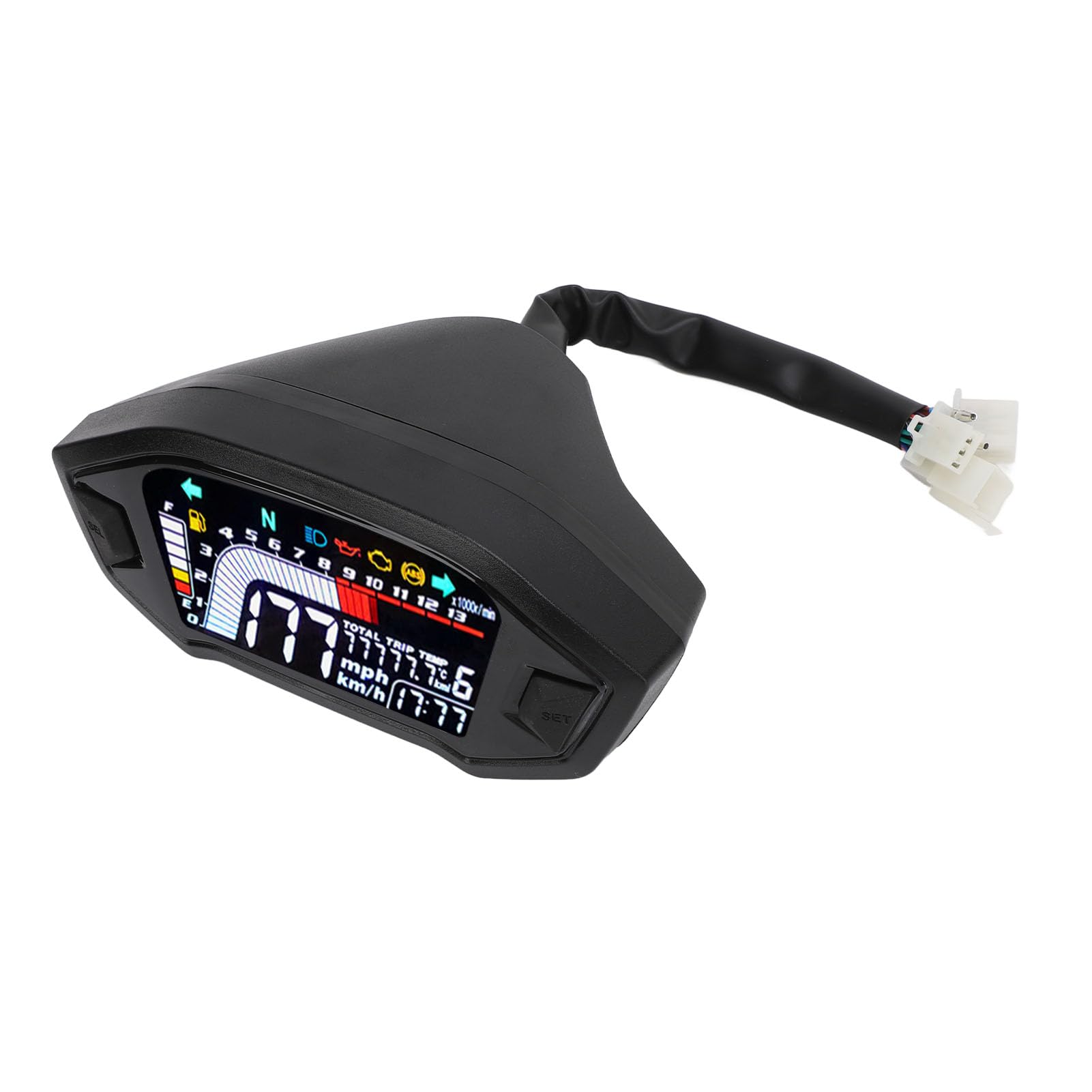Tachimetro Digitale per Moto Contagiri Contachilometri per Moto Universale 8-12 V con Display Trasparente Adatto per 1 2 4 Cilindri (Con sensori)
