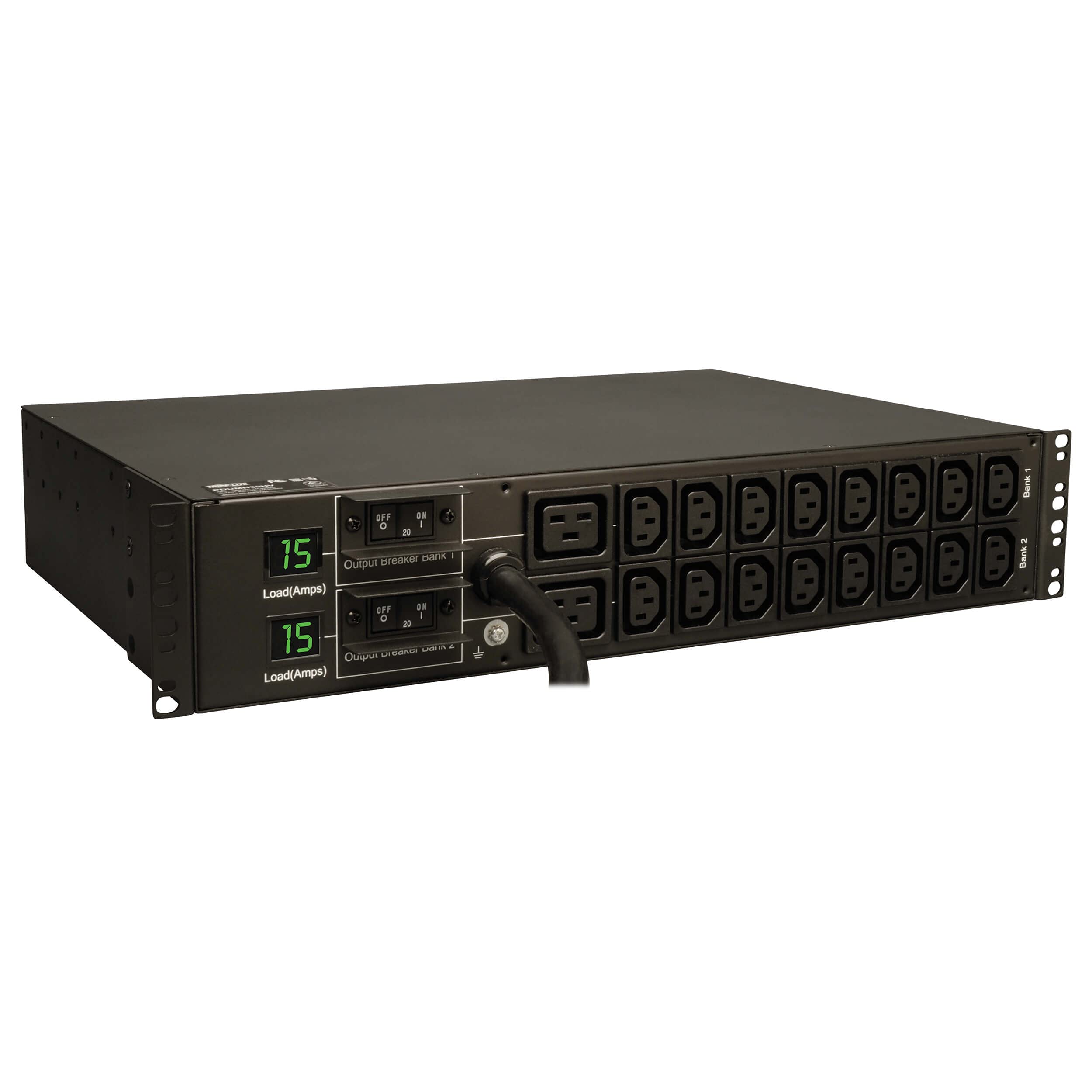 Tripp Lite Metered PDU, 5.8kW Single Phase PDU, 2U Rack Mount, 18 Outlets 208/240V (16 C13, 2 C19), L6-30P Input, 1.8m Cord, TAA (PDUMH30HV6)