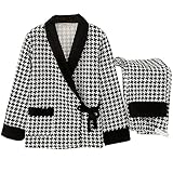 [Bole-kk] 甚平 寝巻き パジャマ レディース ルームウェア 長袖 前開き 上下セットマタニティ寝間着 妊婦服 入院着 介護用 ねまき 可愛い 厚手 秋冬