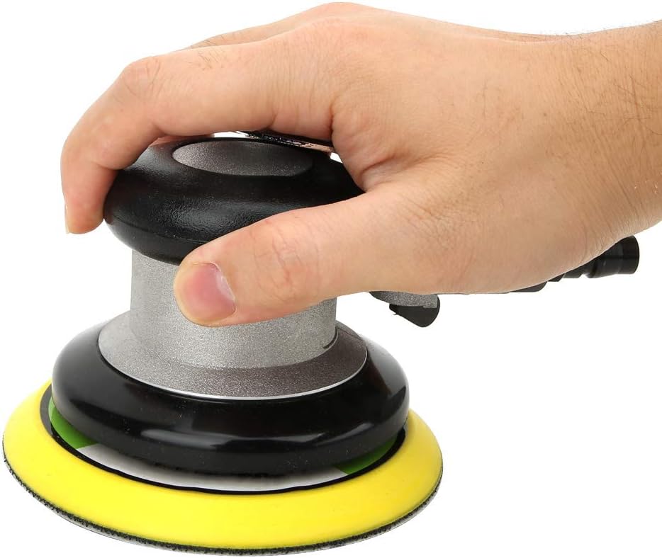 KIMISS 5in Pneumatic Sander Air Powered Grinding Waxing Machine Japanese Interface with 5pcs Sandpapers American Connector Professional Accessories