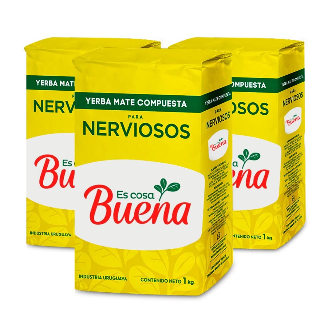 Qumir - Pack de Yerba Mate Es Cosa Buena Nerviosos 1Kg - 3 Unidades - Total 3 Kg de Yerba Mate - La Yerba de Siempre con nuevo nombre