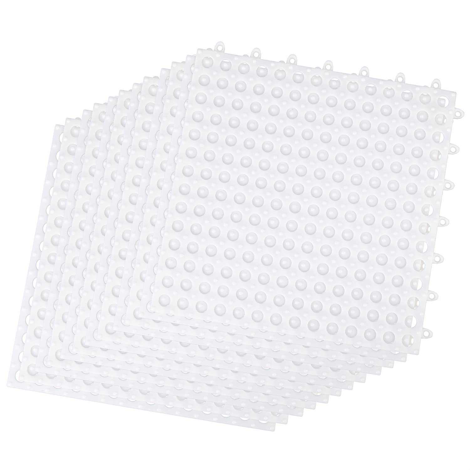 Interlocking Floor Mats with Drain Holes, 12 Pack 11.8" x 11.8" Modular Rubber Flooring Cushion Tiles, Non-Slip Waterproof - Ideal for Bathroom, Shower, Pool, Balcony, Patio and Kitchen (White)