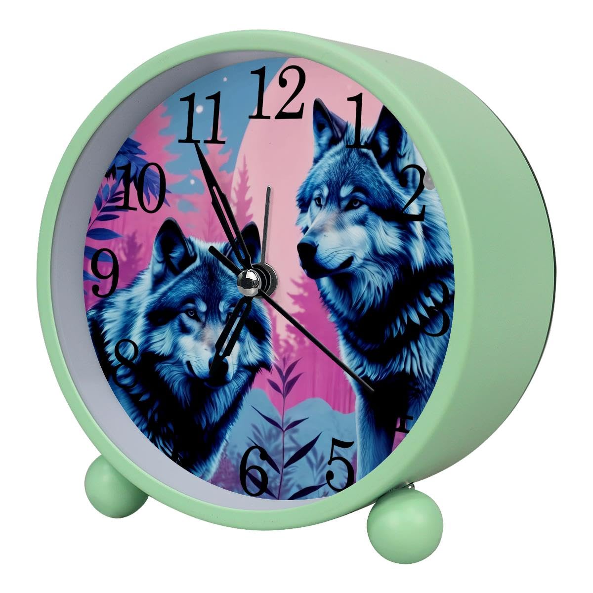 Luoweisi Alarm Clock Wolf, Silent Non-Ticking with Night Light