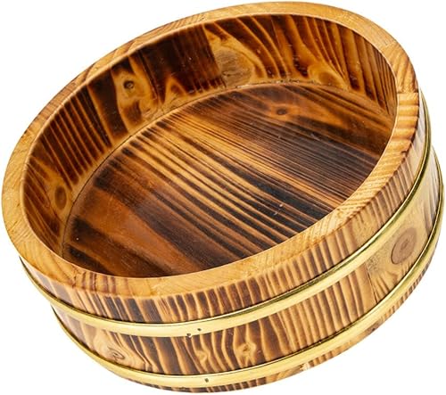 Hemoton Caja pequeña de madera de madera para sushi, cuenco de arroz japonés Hangiri Sushi Oke, tina mezcladora de arroz, vaporizadores de comida