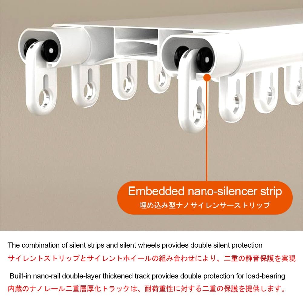 Binario Per Tende A Doppia Silenzioso Asta Per Tende A Soffitto In Alluminio Bastone Tende Scorrevole Per Soggiorno Camera Da Letto Divisorio(White,200cm)