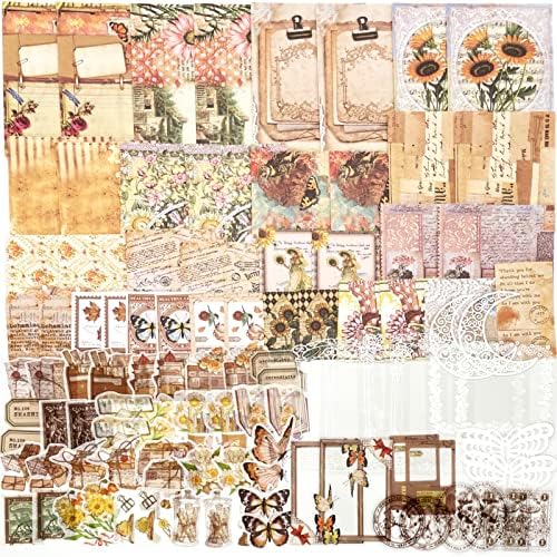 100 Pcs Vintage Scrapbooking Supplies Junk Journal Kit Decoupage Paper Stickers Ephemera Pack for Art Aesthetic Journaling Bullet Journals Planners Craft Notebook Cottagecore Collage Album (Butterfly)