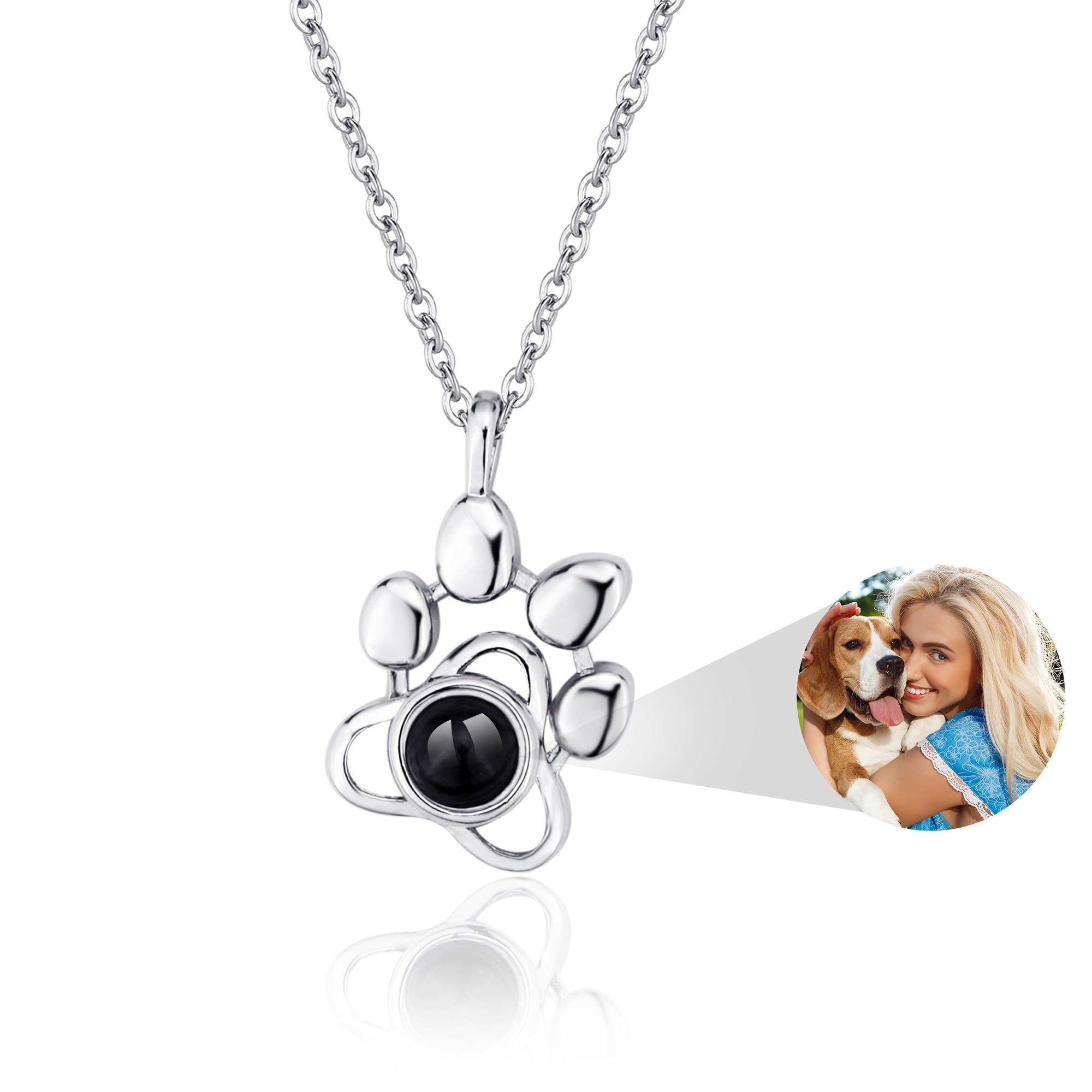 Easycosy Collar con Foto Personalizada para Mujer, Collar con Foto Dentro, Colgante Personalizado - Proyección con Imagen, Idea Regalo para Mujer, Mamá, Esposa, Aniversarios de Cumpleaños