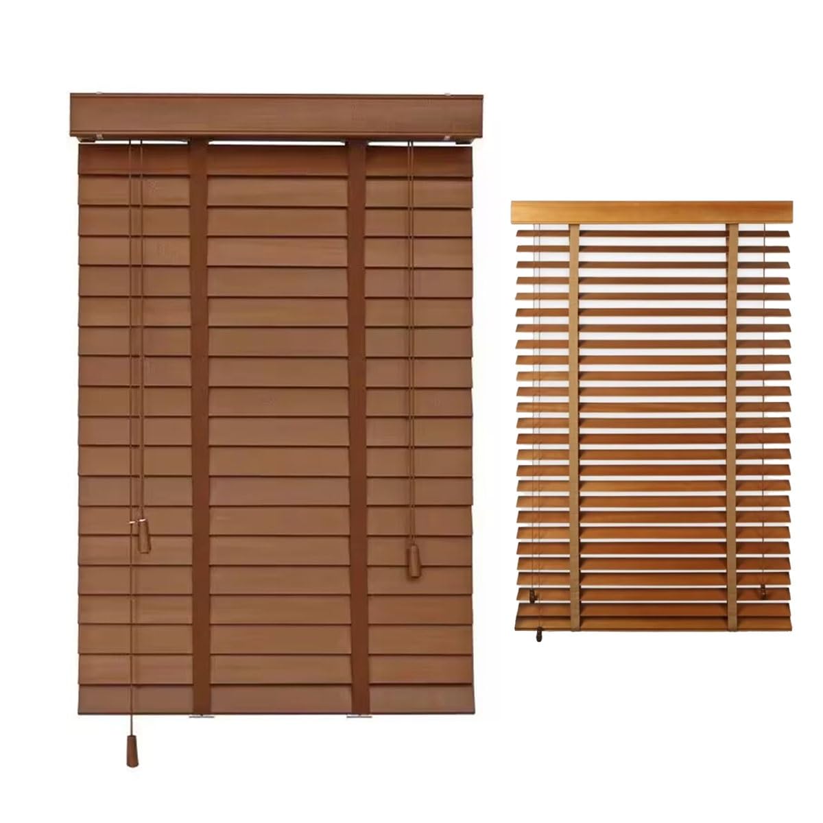 50 mm Holzjalousien, horizontale Fensterblenden für Privatsphäre im Innen- und Außenbereich, verstellbare Lichtsteuerung, erhältlich in 40–160 cm Breiten (110 x 100 cm)