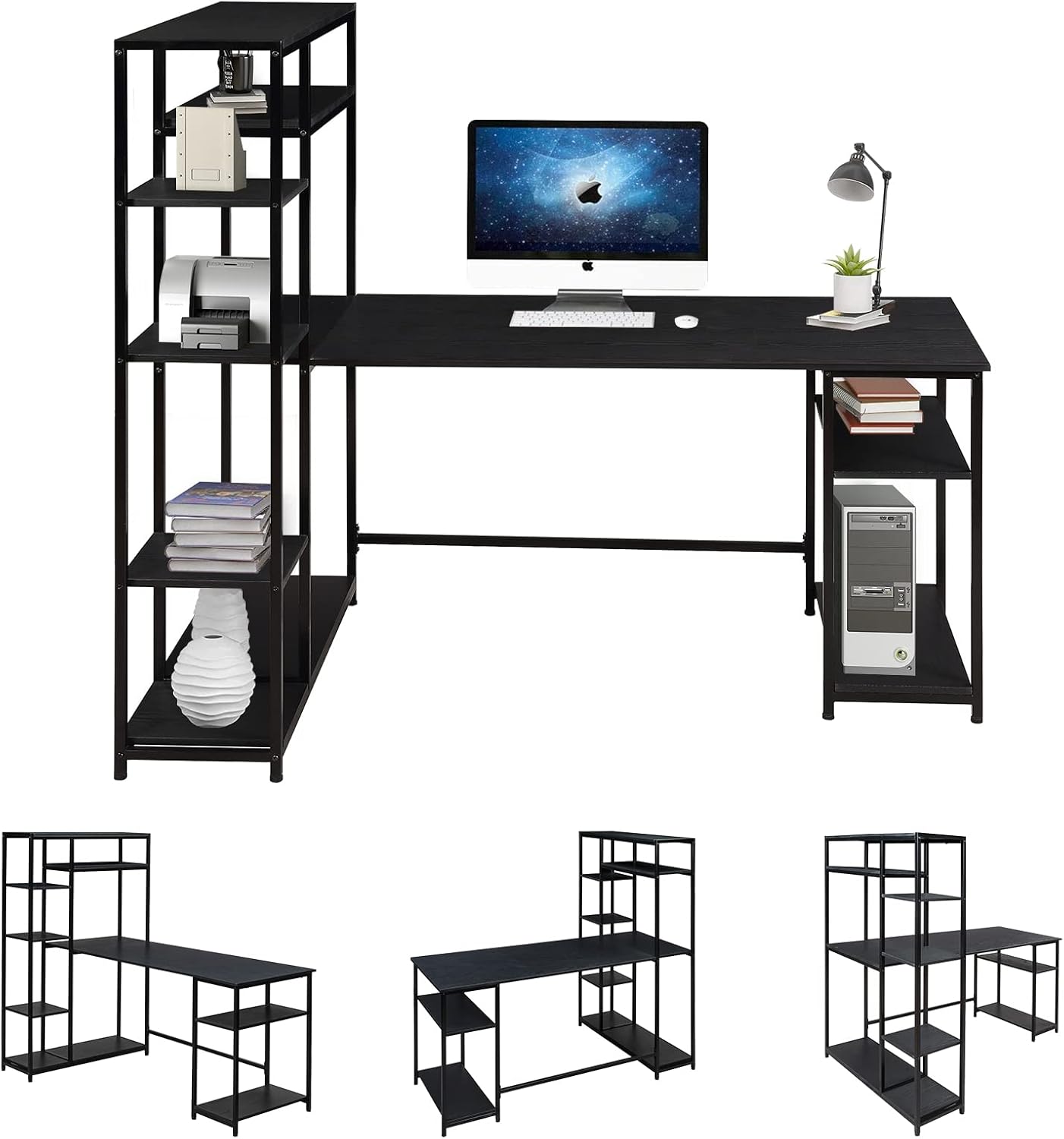 VERYKE Computer Desk with Bookshelf Home Office Desk