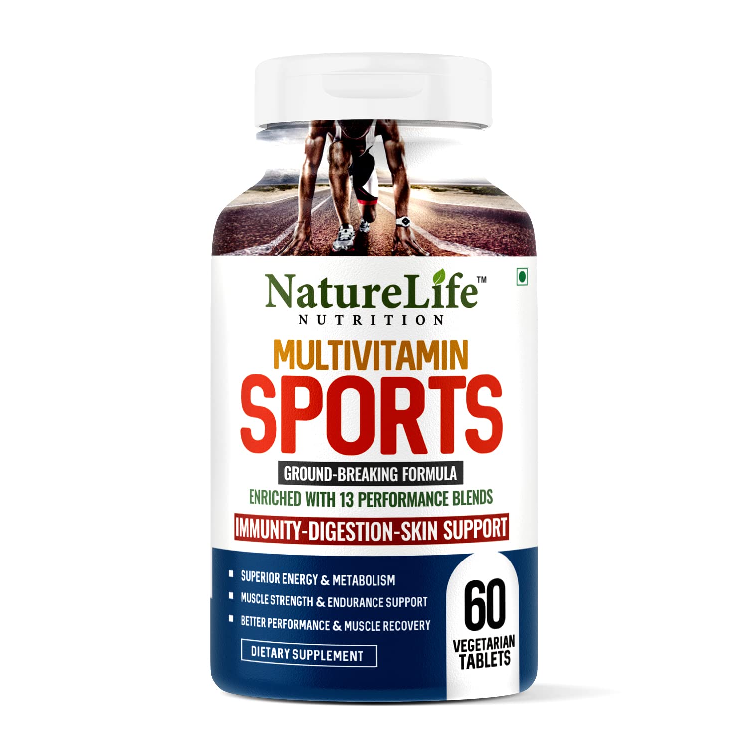 Nature Life Nutrition Multivitamin Sports 13 Essential Blends with Probiotics| 60+ Extracts, Vitamins & Minerals | Energy -Immunity - Digestion � Strength � Endurance � Recovery | 60 Veg Tabs
