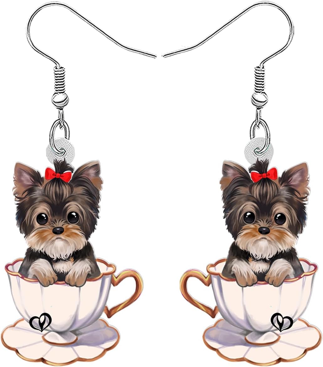 Acrylic Cute Yorkshire Terrier Dangle Earrings Jewelry for Women Lovely Puppy Pets Hook Earrings for Dog Lovers Dog Mom Gifts Charms