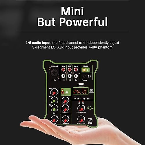 Miniatura 5 de Mezclador de audio de 5 canales, mezclador de audio profesional, consola de tablero de sonido, controlador de DJ portátil de 5 canales, mezclador de