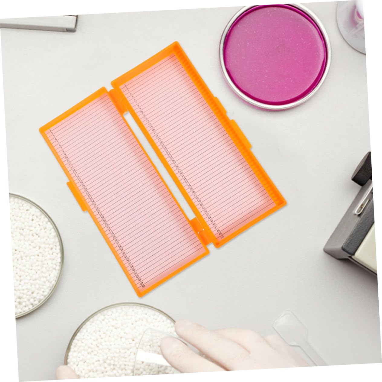 Cabilock 2pcs Boxes Reusable Slides Boxes Organizer Container Organiser Reusable Slide Case Microscope Accessories Laboratory Supply Microscope Slide Storage Tray Orange Abs