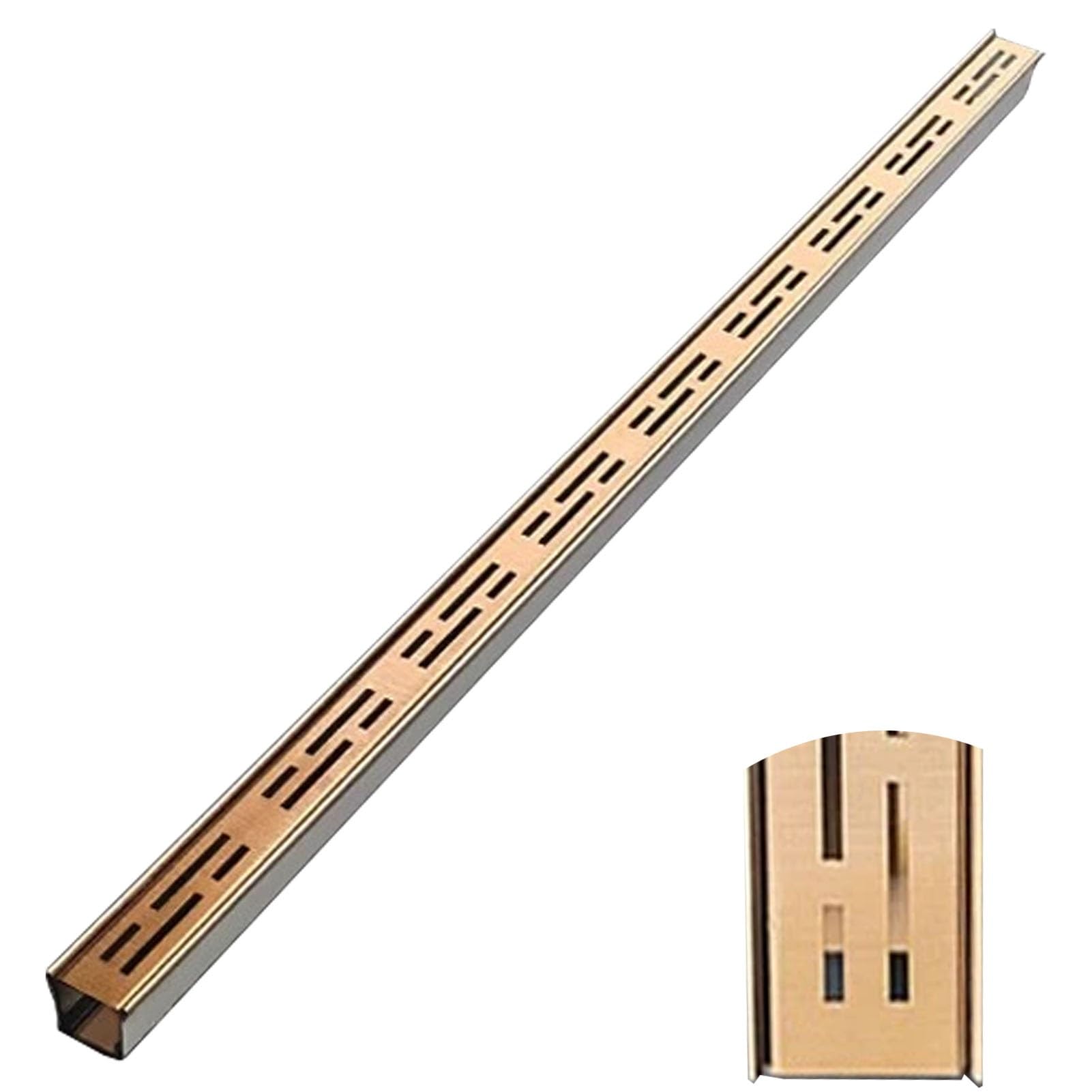 Kanał odpływowy ze stali nierdzewnej 304 w kolorze różowego złota, wąski odpływ z rusztem, do patio, podjazdu, na zewnątrz, 15 x 4 cm, 15 x 4 cm