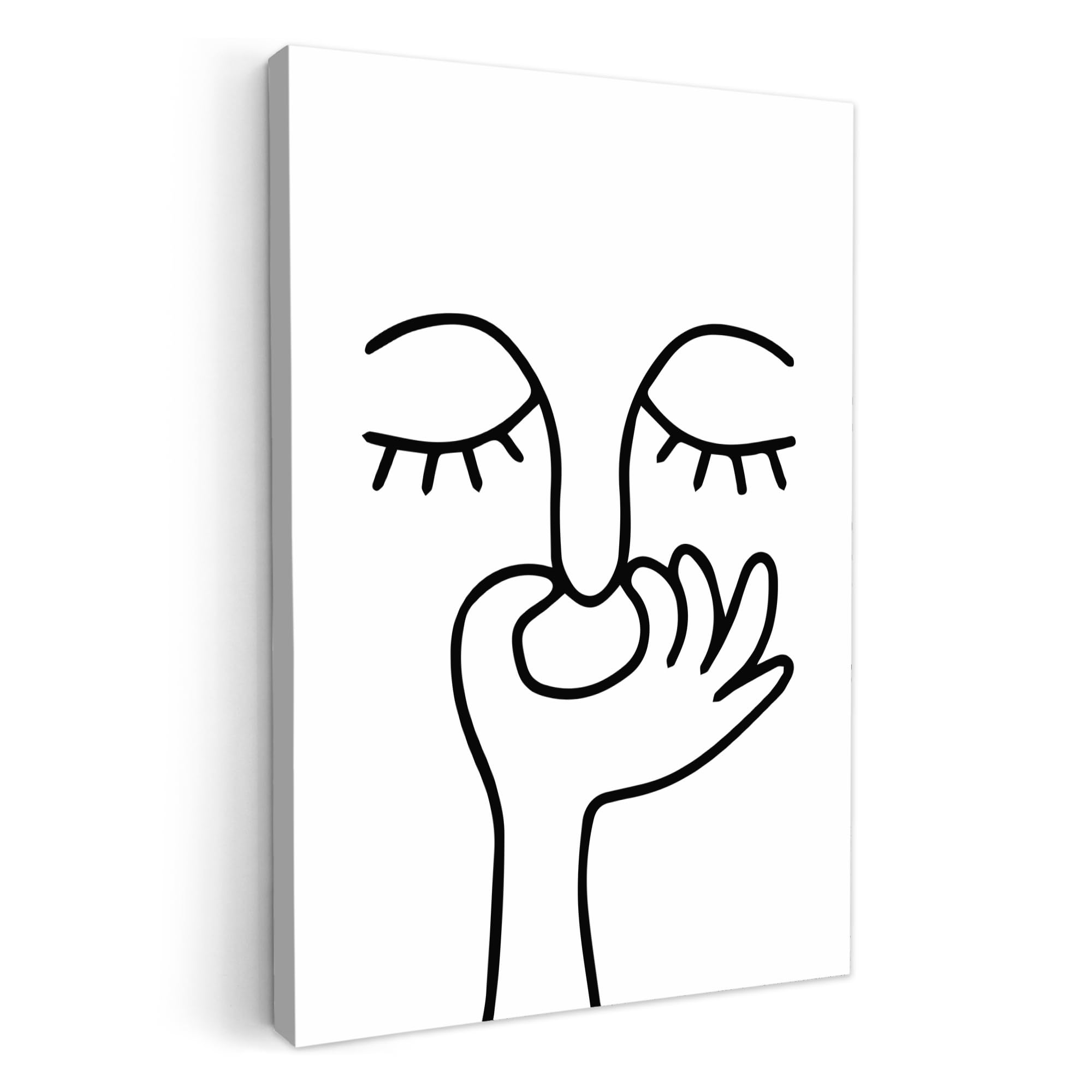 MuchoWow© Canvas Wall Art Work 80x120 cm Room Decor Painting Wallfillers Picture Decoration Prints Line art - Face - White — image 1