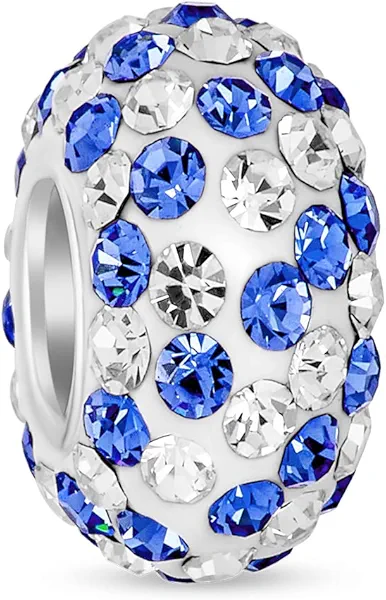 Bling Jewelry Solid Stripe Color Pave Crystal Spacer Bead Charm For Women Teen Fits European Charm Bracelet .925 Sterling Silver Core