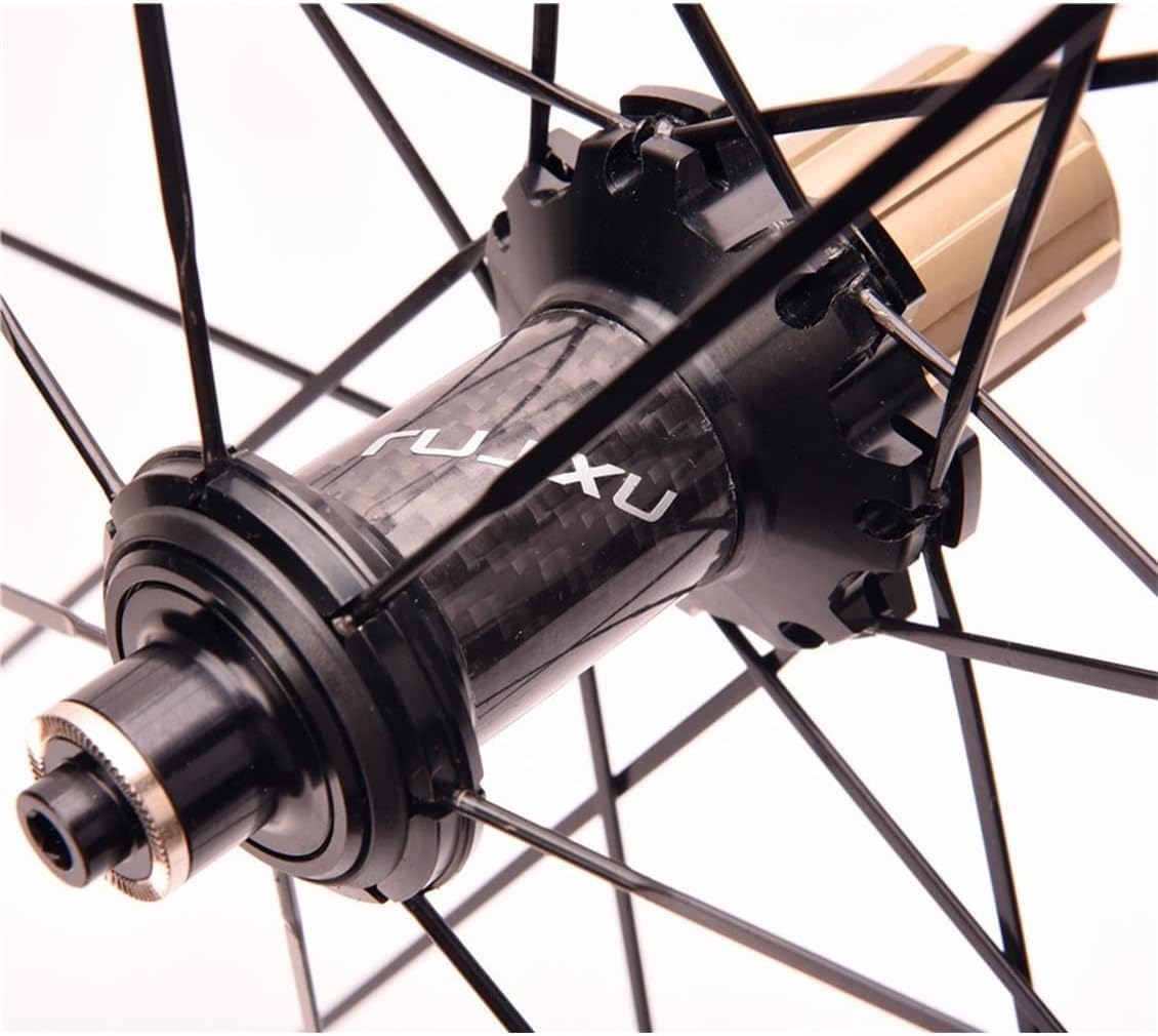 Rueda Delantera Y Trasera De Bicicleta 700C Juego De Ruedas De Bicicleta De Carretera De Carbono con Cubierta De 40 Mm De Profundidad Llanta De Freno V/C Rodamiento Sellado