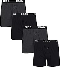 IZOD Mens Boxer Shorts - 4 Pack Performance Knit Cotton Boxers for Men with Button Fly - Lightweight Mens Boxers, 4" Inseam