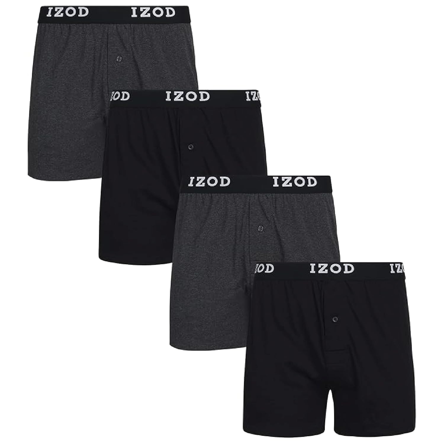 IZOD Mens Boxer Shorts - 4 Pack Performance Knit Cotton Boxers for Men with Button Fly - Lightweight