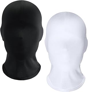 2 Pieces Zentai Full Face Mask Halloween Spandex Hood Mask for Unisex Cosplay