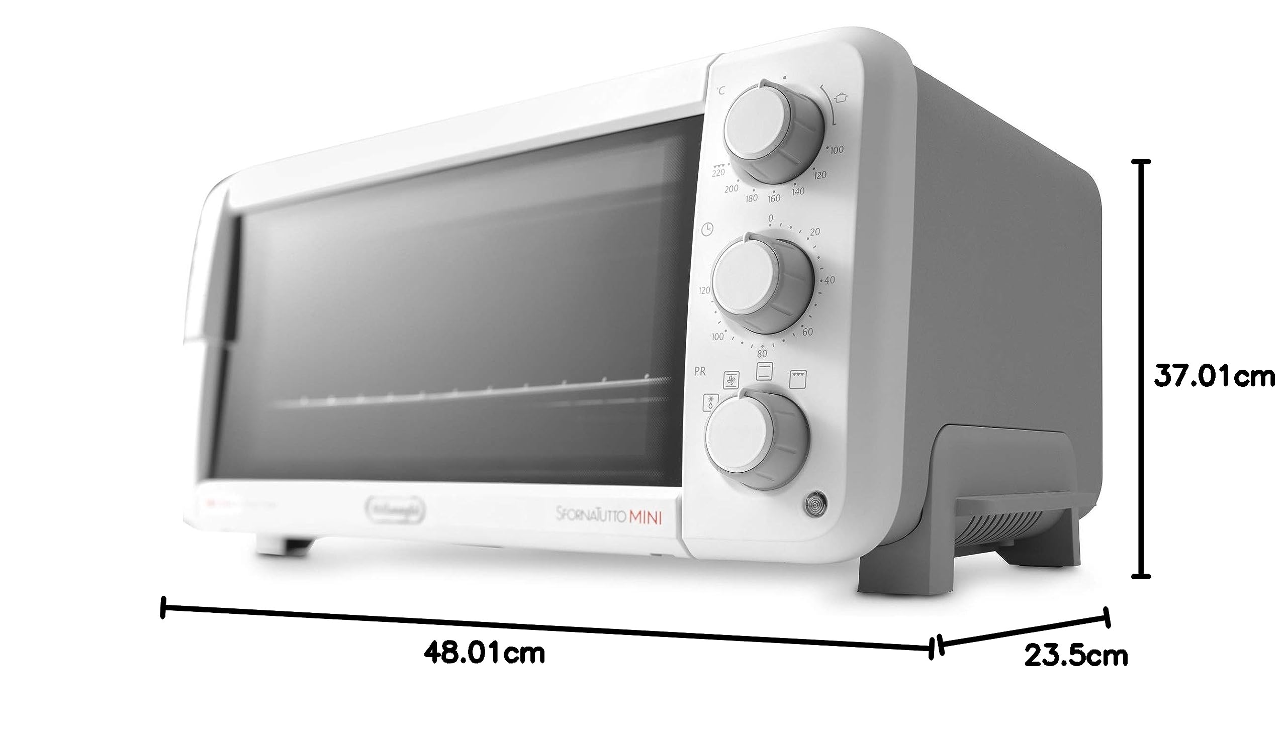 De'Longhi Compact Cavities EO12512.WG Piekarnik Elektryczny, Pojemność 12L, Piec Wentylatorowy 1400W, Piekarnik 1400W, Grill 800W, Funkcja Podtrzymywania Temperatury, Wielofunkcyjne Pokrętło