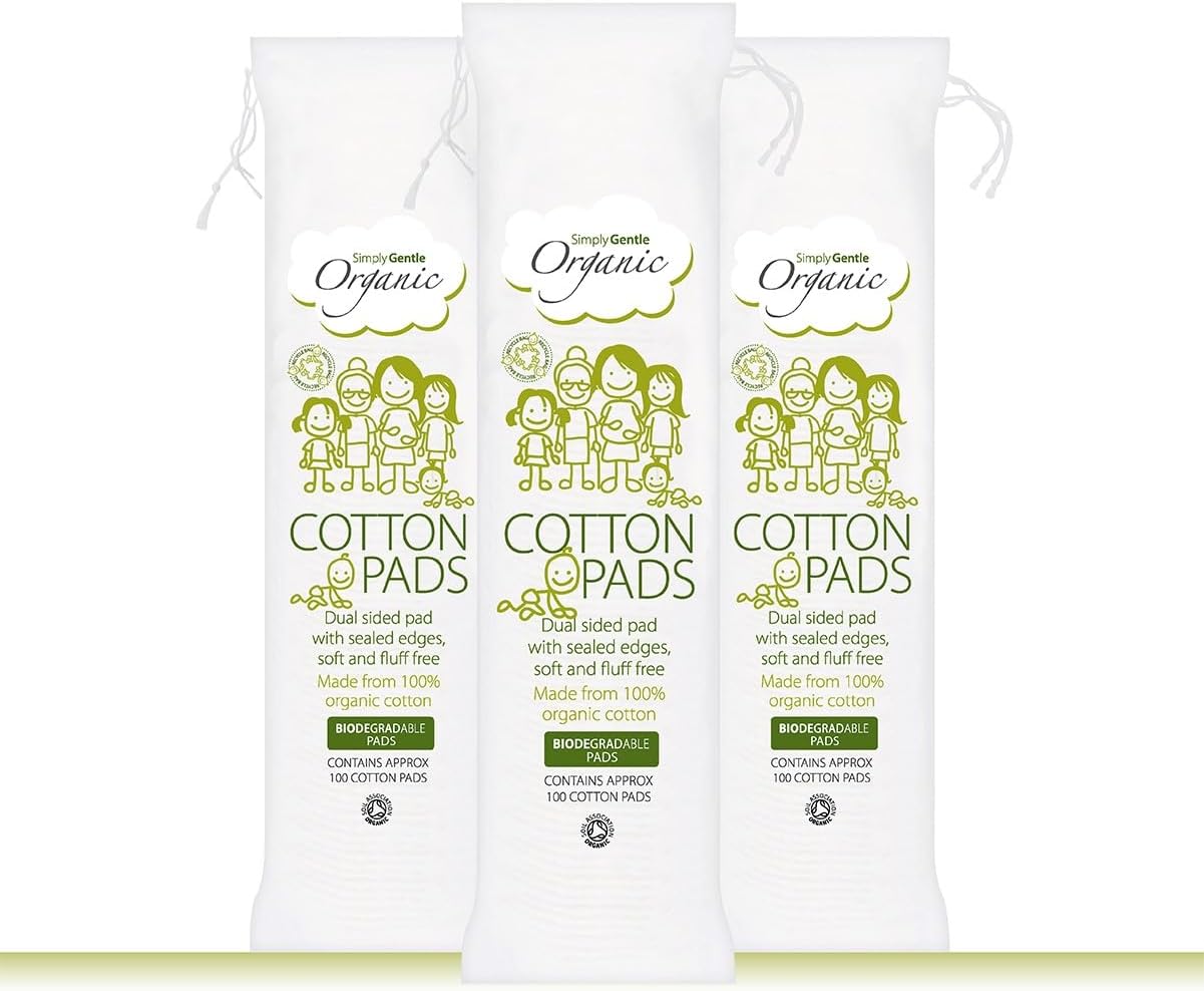 Simply Gentle Organic Cotton - Pack of 100 Pads (Pack of 3)