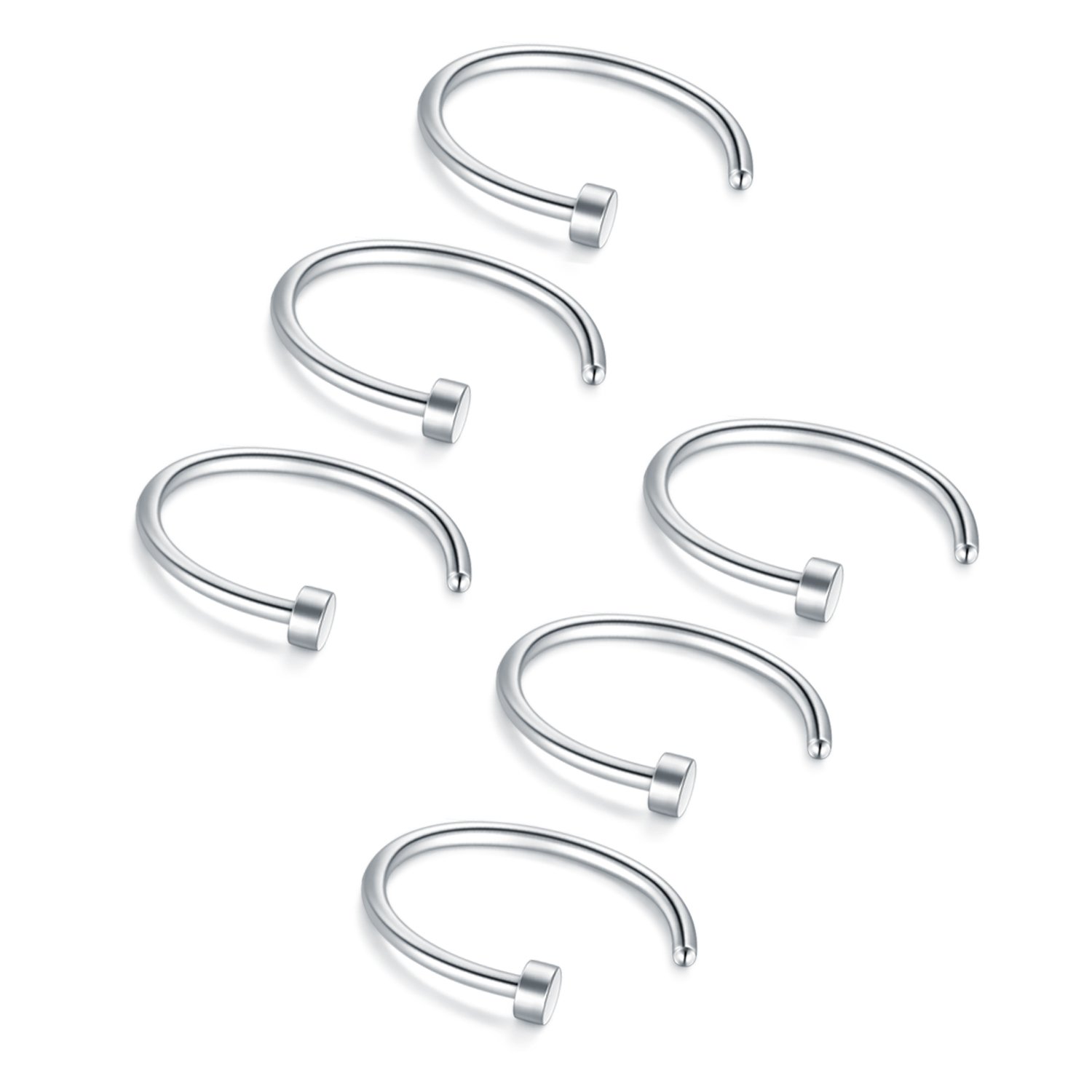 Briana Williams Fake Nariz Anillos Hoop-20G 18G 16G Nariz Aro Anillo 6mm/8mm/10mm/12mm Nariz Piercing Labio Septum Anillo Arete Faux Joyería Piercing del Cuerpo 6 Piezas — view 11