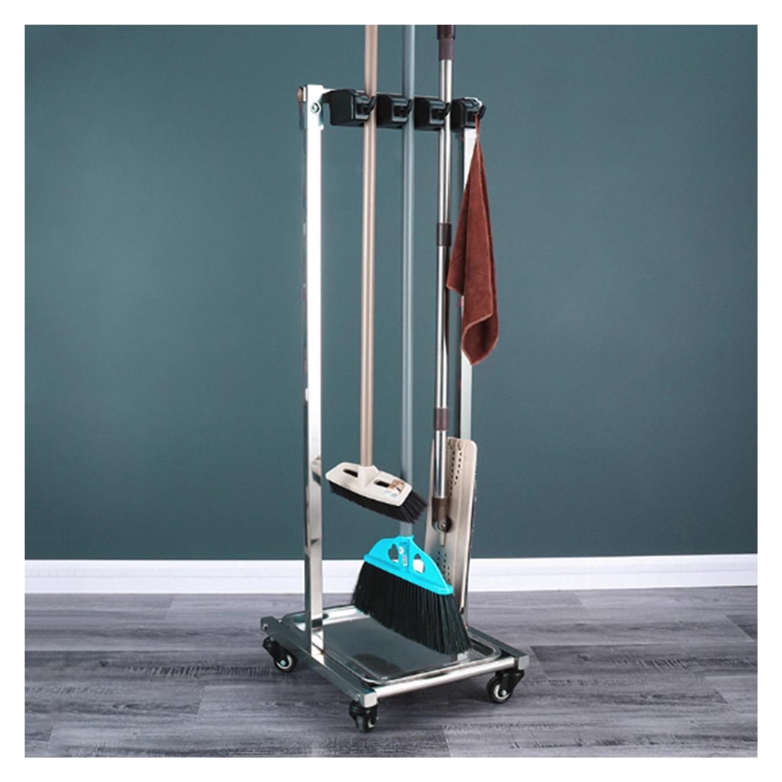 Mnuvxzaewf Sier Broom Mop, Cleaning Supplies Organizer With Wheels(43 * 66 * 110Cm(Single))